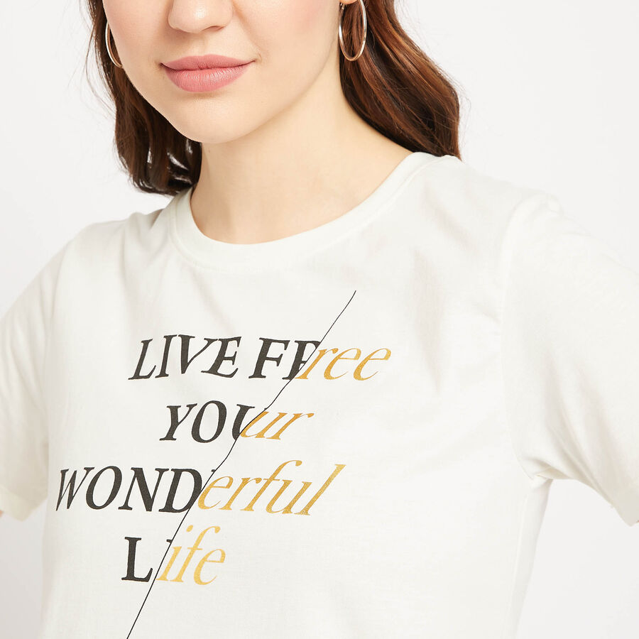 Round Neck T-Shirt, Off White, large image number null