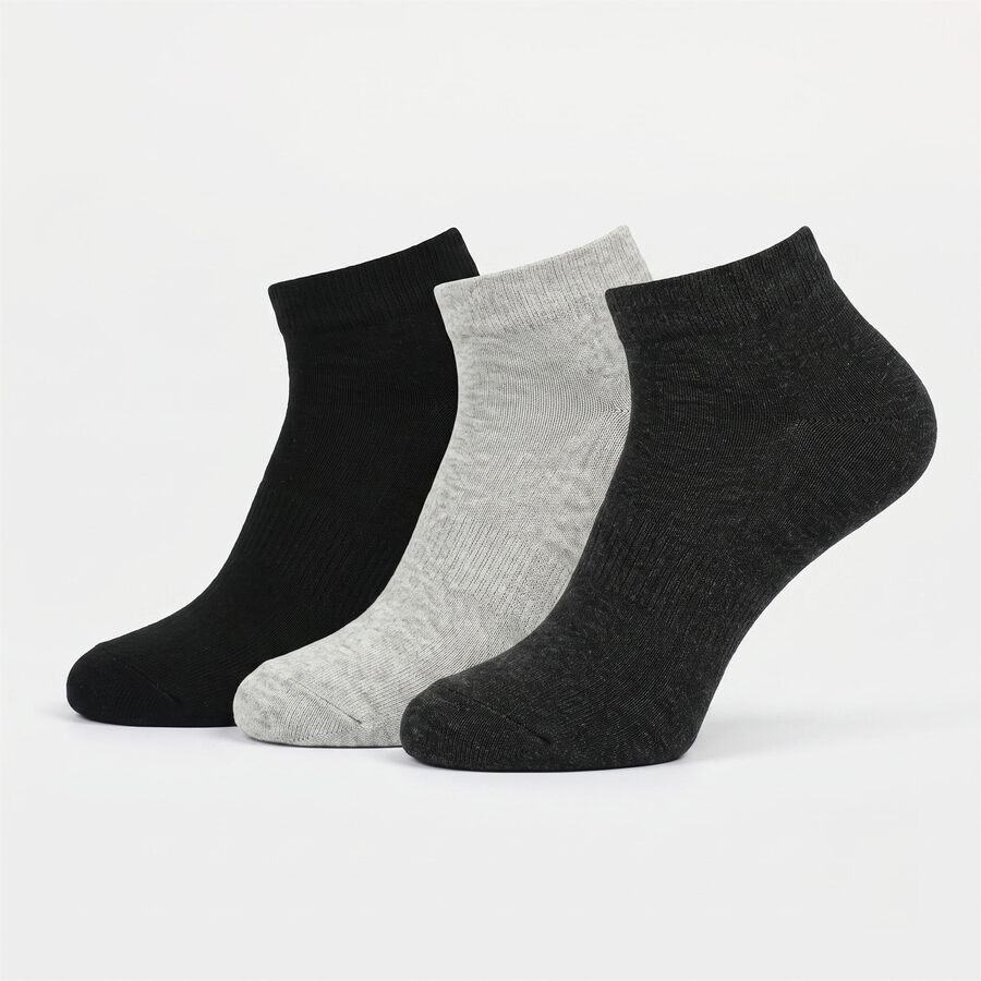 Men Ankle Length Regular Fit Pack of 3 Socks ( Black, Grey, Charcoal ), चारकोल, large