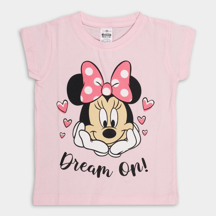 Girls' Cotton T-Shirt, Light Pink, large image number null