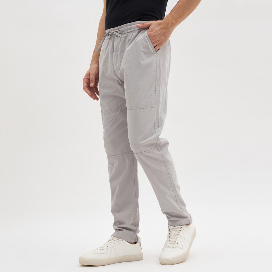 Men's 100% Cotton Track Pants, Light Grey, large image number null