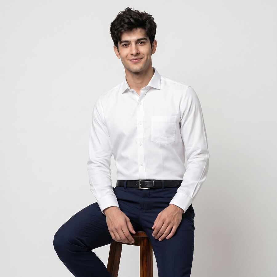 Men's White Formal Shirt, White, large