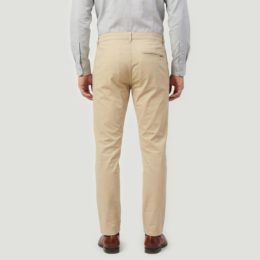 Men's Beige Slim Fit Chino Trousers, गहरा पीला, large