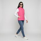 Women's Fuchsia Stand Collar Puffer Jacket, रानी (फ्यूशिया), small