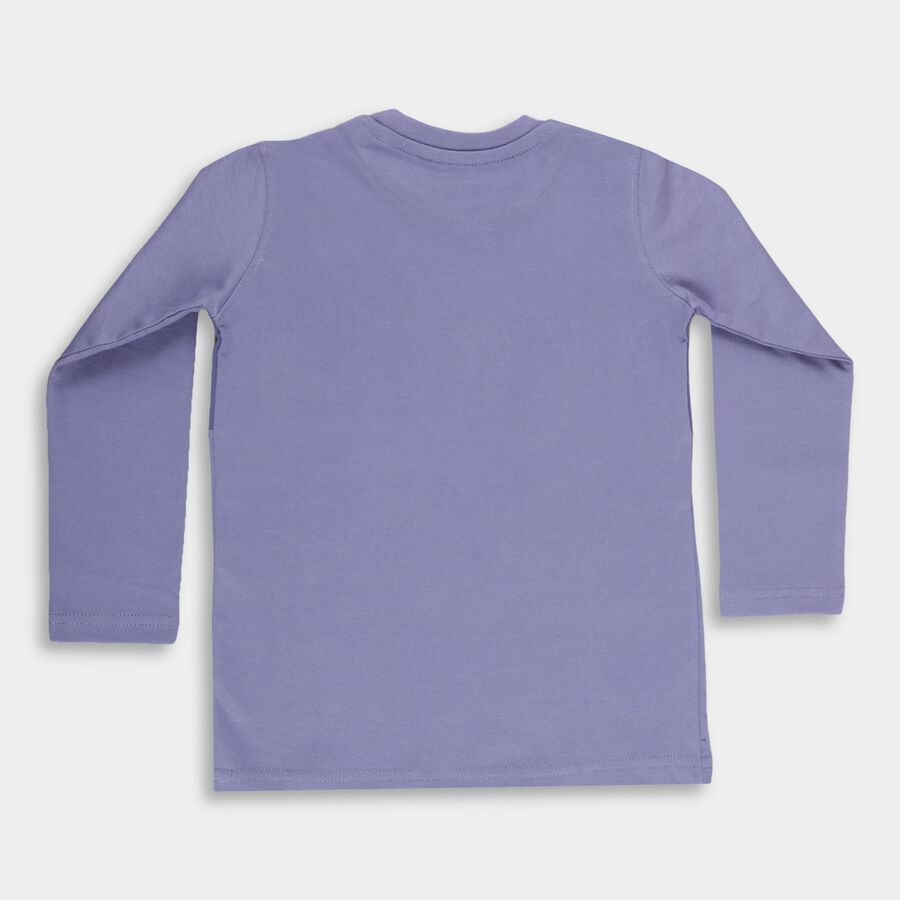 Boys' Muted Lavender Purple Cotton Crew Neck Casual T-Shirt, बैंगनी, large image number null