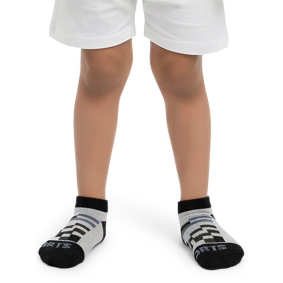 Boys' Light Blue and Grey Regular Fit Ankle-Length Graphic Socks Pack of 2, हल्का नीला, large