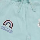 Girls' Light Aqua Embroidered Glitter Waist Pyjama, एक्वा, small image number null