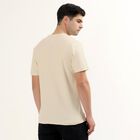 Men's Light Beige Round Neck Casual T-Shirt, Beige, small