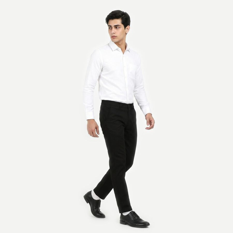 Men's Black Slim Fit Chino Trousers, काला, large