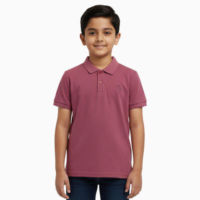 Boys Bright Pink Round Neck Casual T-Shirt
