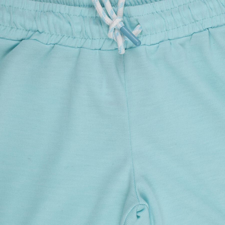 Girls' Aqua Regular Fit Side Stripe Shorts, एक्वा, large
