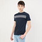 Men's Navy Blue Round Neck Casual T-Shirt, Navy Blue, small