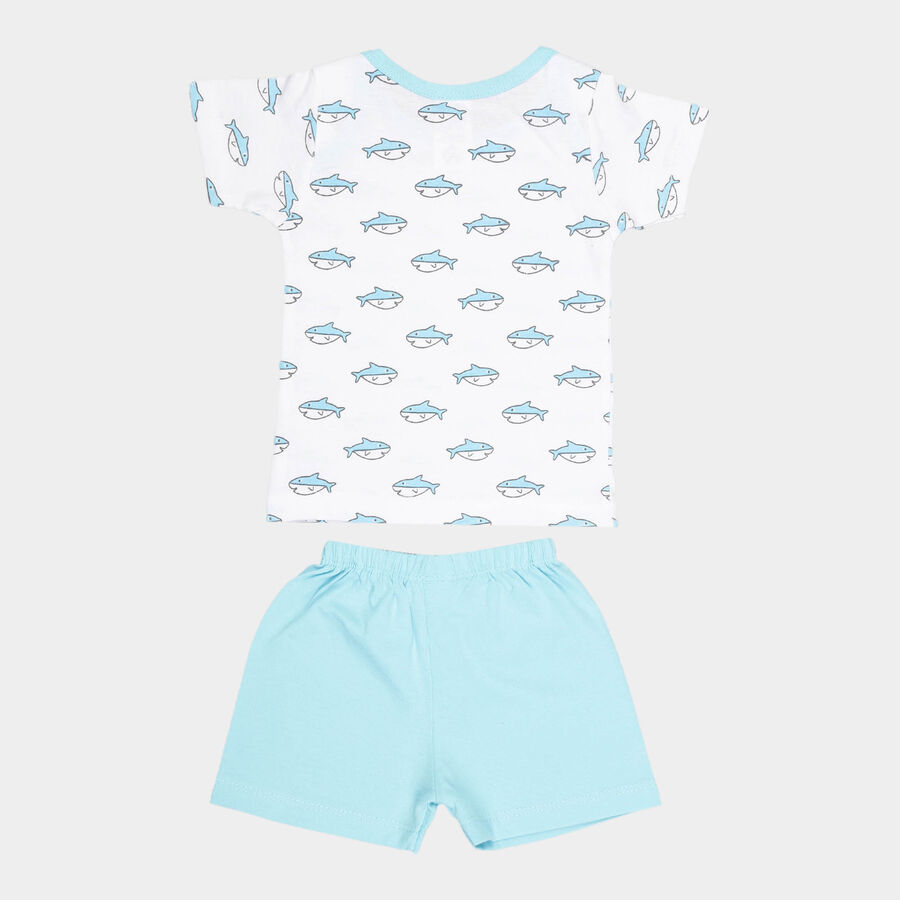 Infants Cotton Printed Baba Suit, Aqua, large image number null