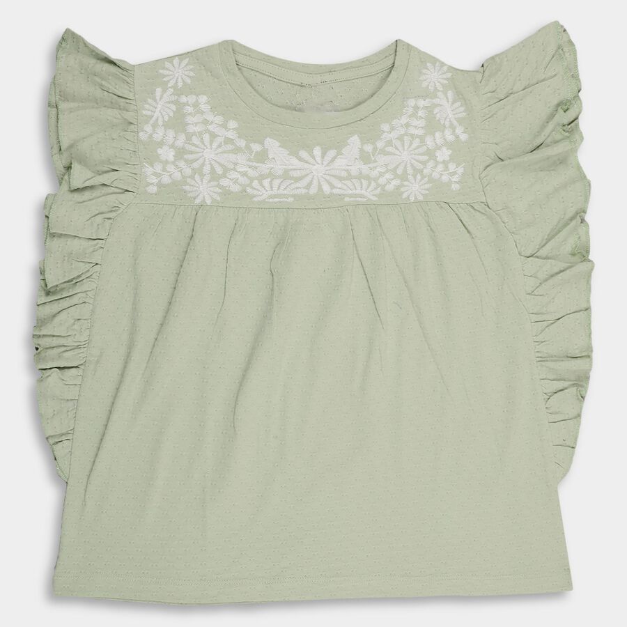 Girls' 100% Cotton -Organic T-Shirt, हल्का हरा, large image number null