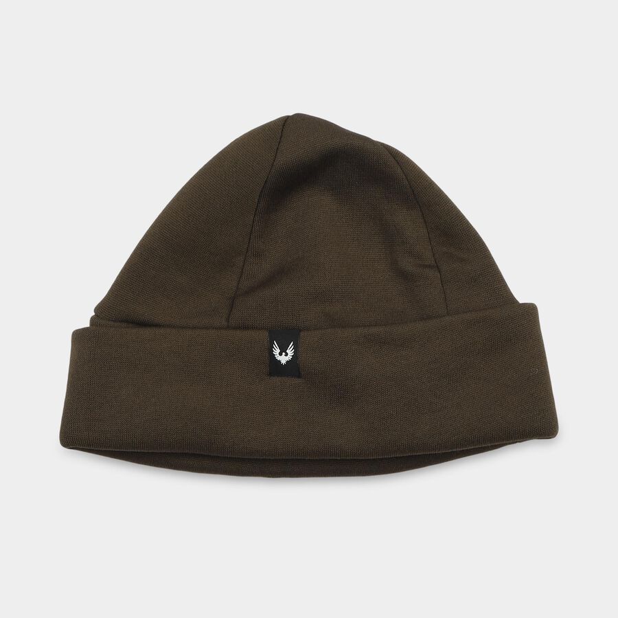 Men's Olive Green Solid Beanie Cap, Olive, large