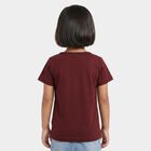 Girls Wine Cotton Blend Round Neck Regular T-Shirt, Wine, small