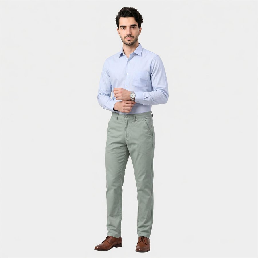 Men's Aqua Slim Fit Chino Casual Trousers, एक्वा, large