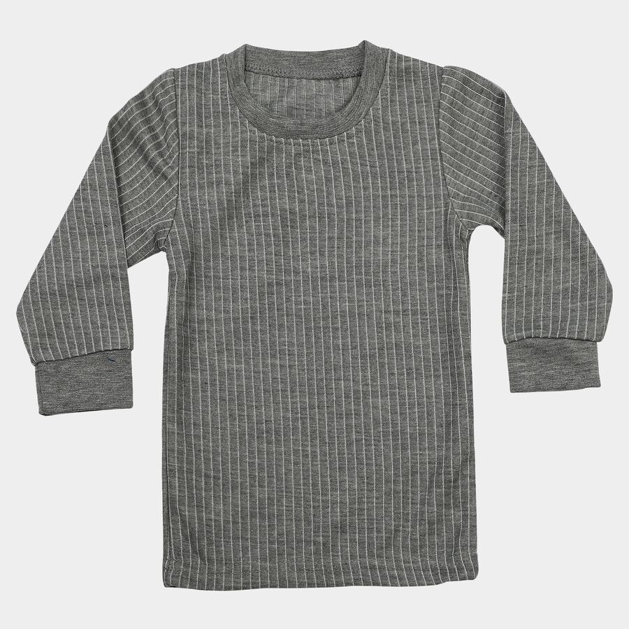 Boys' Grey Long Sleeve Thermal, Melange Mid Grey, large