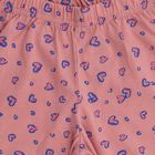 Girls' Muted Pink Heart Print Cotton Blend Pyjama, Pink, small image number null