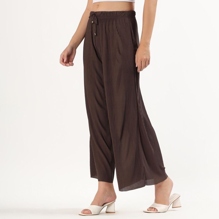 Women's Deep Chocolate Brown Pleated Harem Pants, Brown, large