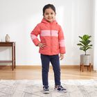 Girls' Coral Hooded Puffer Jacket, Coral, small