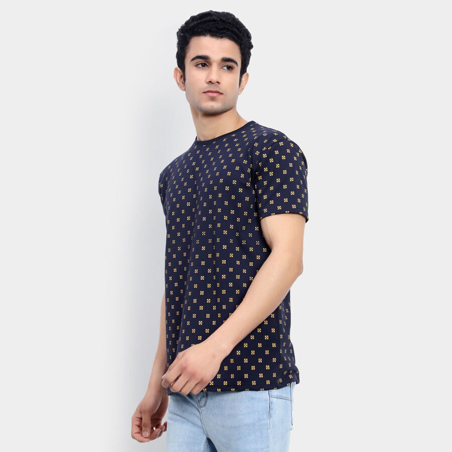 All Over Print Round Neck T-Shirt, Navy Blue, large image number null