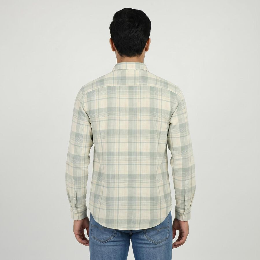 Men's Cream Cotton Casual Shirt, ऑफ व्हाइट, large