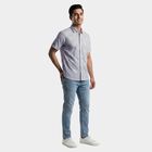 Men's Light Grey Cotton Spread Collar Classic Casual Shirt, Light Grey, small
