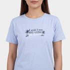 Women's Light Blue Round Neck Casual T-Shirt, Light Blue, small