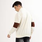 Men's Cream and Brown Half Zip Casual Sweatshirt, Brown, small image number null