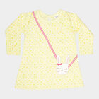 Infants Cotton Printed Frock, Yellow, small image number null
