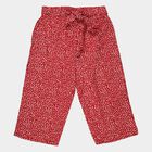 Girls' Red Regular Fit Solid Capri Pants, Red, small