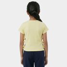 Girls Yellow Cotton Casual T-Shirt, पीला, small