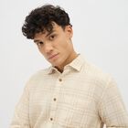 Men's Beige Cotton Classic Casual Shirt, Off White, small
