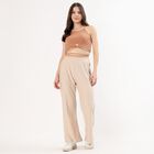Women's Soft Beige Wide-Leg Lace Trousers, Beige, small