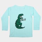 Boys Light Blue Cotton Blend Crew Neck Regular Boys T-Shirt, Light Blue, small