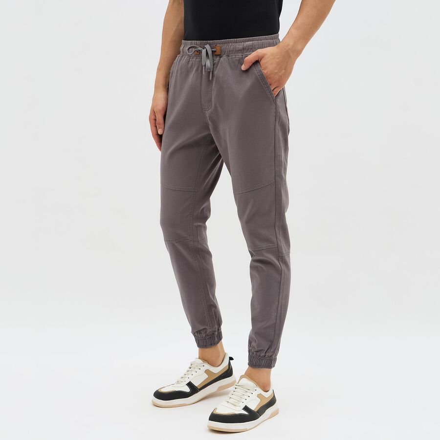 Men's Muted Charcoal Slim Fit Jogger Trousers, Light Grey, large image number null