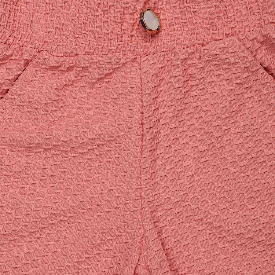 Girls Pink Wide Leg Textured Trousers, Pink, large