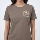Women's Grey Cotton Round Neck Casual T-Shirt, गहरा ग्रे, small