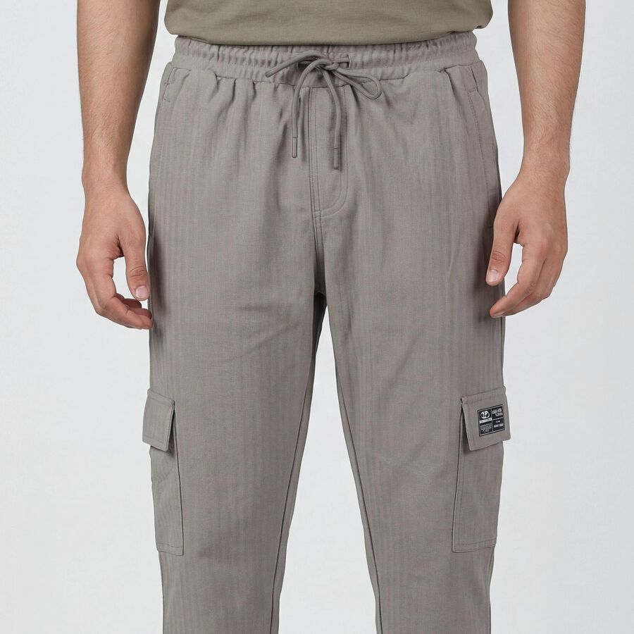 Men's Grey Tapered Cargo Jogger, Dark Grey, large