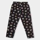 Girls' Jet Black Floral Printed Stretch Legging, काला, small image number null