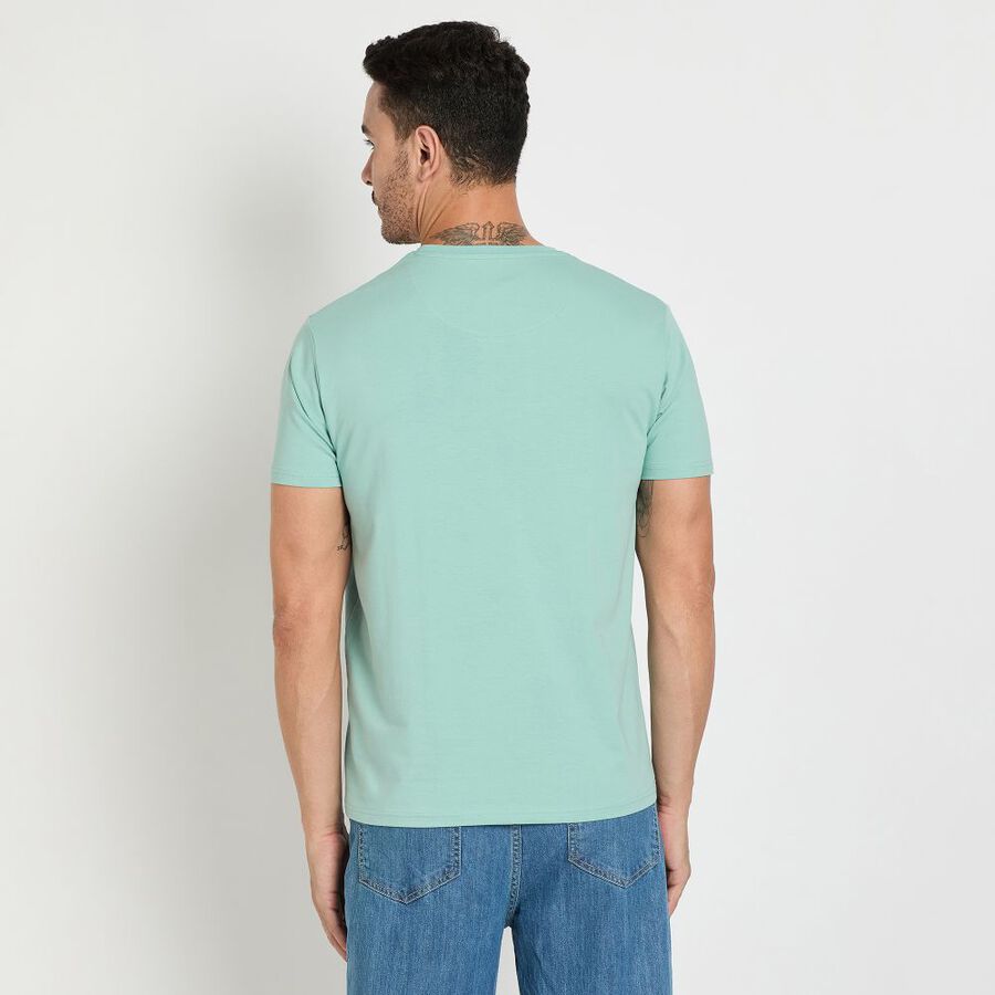 Men's Round Neck Half Sleeves T-Shirt, Aqua, large image number null