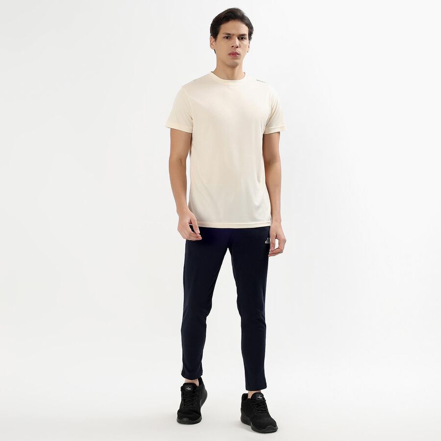 Men's Bright Emerald Green Crew Neck Athleisure T-Shirt, एक्रू मिश्रित, large