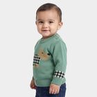 Infants Green Crew Neck Pullover, हल्का हरा, small