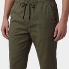 Men's Olive Slim Fit Flat-Front Casual Trousers, ओलिव, small