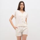 Women's Eggshell White Self Design Ethnic Set, सफ़ेद, small image number null