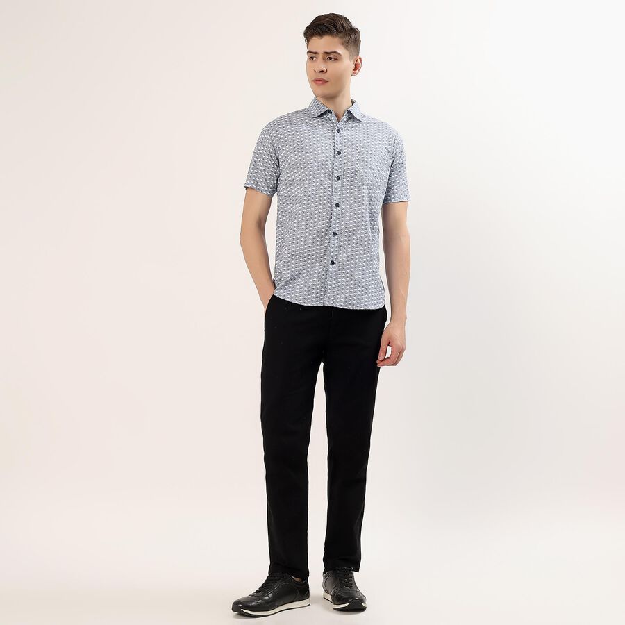 Men's Navy Blue Cotton Half Sleeve Classic Collar Casual Shirt, Navy Blue, large