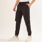 Men's Dark Brown Slim Fit Cargo Joggers, गहरा ग्रे, small image number null