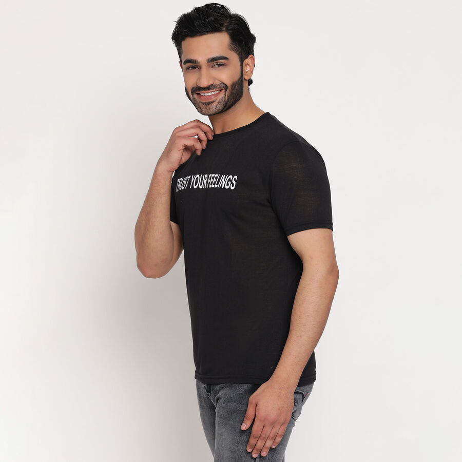 Round Neck T-Shirt, Black, large image number null