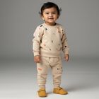 Infants Beige Printed Baba Suit, Beige, small image number null