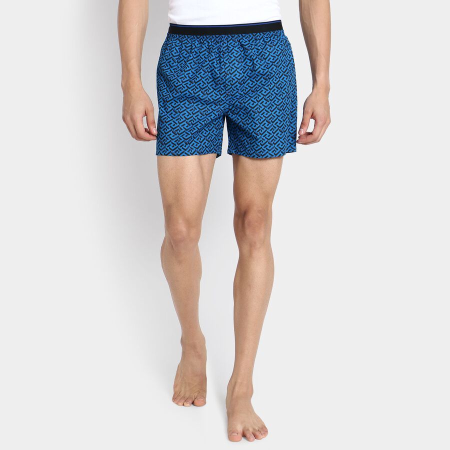 Men's 100% Cotton Boxers, गहरा नीला, large